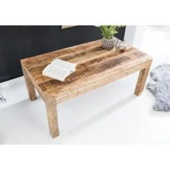 Rootz bord 110 x 60 x 47 cm massivt træ Mango Natur - Stuebord i landlig stil Rustikt sofabord Stue i massivt træ