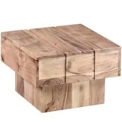 Rootz bord hårdttræ Acacia sofabord 44 x 44 x 30 cm sofabord Solid bred terning firkantet