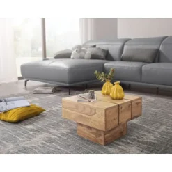Rootz bord hårdttræ Acacia sofabord 44 x 44 x 30 cm sofabord Solid bred terning firkantet