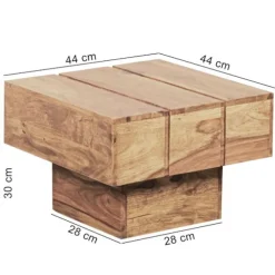 Rootz bord hårdttræ Acacia sofabord 44 x 44 x 30 cm sofabord Solid bred terning firkantet