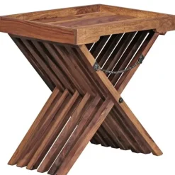 Rootz bord Massivt træ sheesham design foldebord serveringsbakke og bordramme sammenfoldelig landlig stil