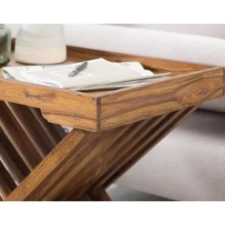 Rootz bord Massivt træ sheesham design foldebord serveringsbakke og bordramme sammenfoldelig landlig stil