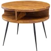 Rootz bord Sheesham massivt træ - metal 60x45x60 cm bord stue - Design sidebord med hylde Lille sofabord rund brunt