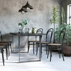 Rootz bordbensæt - 2 stålben - Forborede huller - Industrielt design - Stål - Sort - 60L x 8W x 72H cm