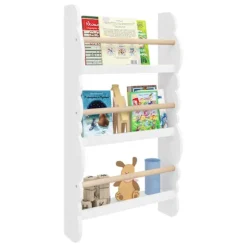 Rootz børnebogreol - Vægmonteret bogreol - Opbevaringsenhed til børn - Montessori læringshylde - Litteraturorganisering - Historiedisplay - Hvid - 34, | Fyndiq