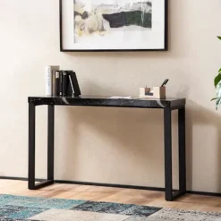 Rootz Chic konsolbord - Moderne skrivebord - Arbejdsbord - Robuste metalben - Elegant marmorlook - 120 cm x 40 cm x 76 cm