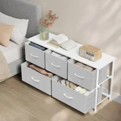 Rootz Choker Cabinet 5 skuffe - Opbevaringsskab - Arrangørkiste - Grå træ - Metalramme - 100 x 54 x 30 cm - Rumbesparelse