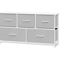 Rootz Choker Cabinet 5 skuffe - Opbevaringsskab - Arrangørkiste - Grå træ - Metalramme - 100 x 54 x 30 cm - Rumbesparelse
