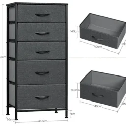 ROOTZ CHOST OF THEBLEERS - KOLLER - Opbevaringsskab - 5 skuffer - Metalramme - Vintage Wood Look - 45,5x95,5x30 cm