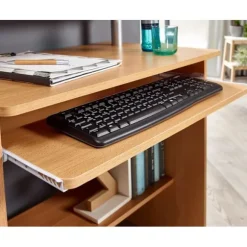 Rootz Computerbord Bøgetræ 94 x 90 x 48 cm med tastaturforlænger - Laptopbord uden hjul med fastgørelse - PC-bord med printeropbevaringspladsbesparend | Fyndiq
