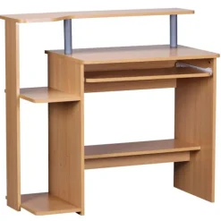 Rootz Computerbord Bøgetræ 94 x 90 x 48 cm med tastaturforlænger - Laptopbord uden hjul med fastgørelse - PC-bord med printeropbevaringspladsbesparend | Fyndiq