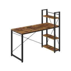Rootz computerbord med hylder - Skrivebord - Kontorbord - Vintage Brun-Sort - Spånplade, Stål - 56 cm x 137 cm x 120 cm - 23,5 kg