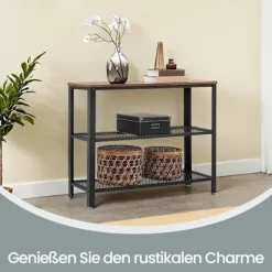 Rootz Console Table - Entryway Table - Smal Sofa Table - Vintage Brown & Black - Industrial Design - 101,5 cm x 35 cm x 80 cm