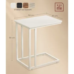 Rootz cremehvidt sidebord - Endebord - Natbord - Spånpladestål - Justerbare fødder - Hjul - Letvægts - 35cm x 50cm x 60cm