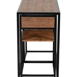 Rootz 3-delt barbordssæt - højt bordsæt - 3 stk - 2 stole - 1 bord - brun + sort - 90 cm x 47 cm x 76 cm