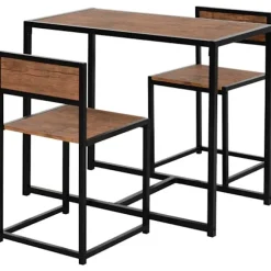 Rootz 3-delt barbordssæt - højt bordsæt - 3 stk - 2 stole - 1 bord - brun + sort - 90 cm x 47 cm x 76 cm