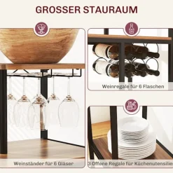Rootz 3-delt barbordssæt - Pubbord - Højt bord - Vinopbevaring - 110-140 cm x 40 cm x 116 cm