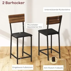 Rootz 3-delt barbordssæt - Pubbord - Højt bord - Vinopbevaring - 110-140 cm x 40 cm x 116 cm