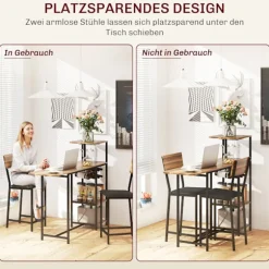 Rootz 3-delt barbordssæt - Pubbord - Højt bord - Vinopbevaring - 110-140 cm x 40 cm x 116 cm