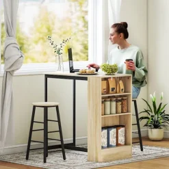 Rootz 3-delt barbordssæt - pubbord - bordsæt med høj top - pladsbesparende - 91 cm x 49 cm x 91 cm