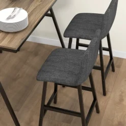 Rootz 5-delt barbordssæt - Spisebordssæt - Pubbord og stole - Industrielt design - Pladsbesparende - Mørkegrå - 120 cm x 60 cm x 91 cm
