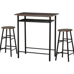 Rootz 3-delt barbordssæt - spisestuesæt - møbler i industriel stil - Pladsbesparende design - 80 cm x 50 cm x 90 cm bord, Ø30 cm x 60 cm skamler