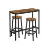 Rootz 3-delt barbordssæt - vintage brun-sort - spånpladestål - 100 cm x 90 cm x 40 cm - 65 cm x 32 cm (Ø x H) - 18,1 kg - 100 kg statisk bæreevne - Ba | Fyndiq