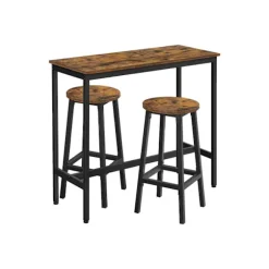 Rootz 3-delt barbordssæt - vintage brun-sort - spånpladestål - 100 cm x 90 cm x 40 cm - 65 cm x 32 cm (Ø x H) - 18,1 kg - 100 kg statisk bæreevne - Ba | Fyndiq