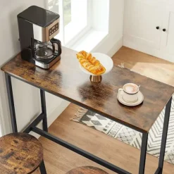 Rootz 3-delt barbordssæt - vintage brun-sort - spånpladestål - 100 cm x 90 cm x 40 cm - 65 cm x 32 cm (Ø x H) - 18,1 kg - 100 kg statisk bæreevne - Ba | Fyndiq