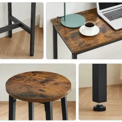 Rootz 3-delt barbordssæt - vintage brun-sort - spånpladestål - 100 cm x 90 cm x 40 cm - 65 cm x 32 cm (Ø x H) - 18,1 kg - 100 kg statisk bæreevne - Ba | Fyndiq