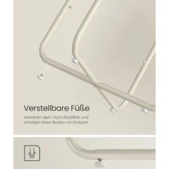 Rootz 3-delt sidebord - Beige bord - Spånplade stål polyester - Opbevaringskurv - Letvægts - Robust konstruktion - 45cm x 50cm x 50cm