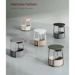 Rootz 3-delt sidebord - Forest Green Creme White - Spånplade Stål Polyester - Bærbare udendørsmøbler - Opbevaringskurv - Letvægts - 45cm x 50cm x 50cm | Fyndiq