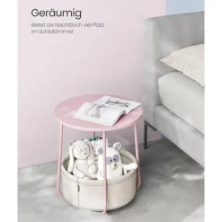 Rootz 3-delt sidebord - Stofkurv - Pastel Pink Cloudy White - Spånplade stål Polyester - Opbevaringsløsning - Nem montering - Letvægts - 45 cm x 50 cm | Fyndiq