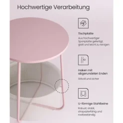 Rootz 3-delt sidebord - Stofkurv - Pastel Pink Cloudy White - Spånplade stål Polyester - Opbevaringsløsning - Nem montering - Letvægts - 45 cm x 50 cm | Fyndiq