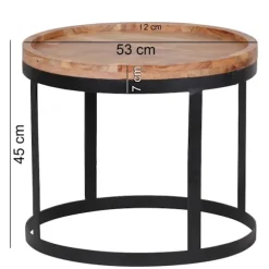 Rootz 2-delt sideborde - Stueborde - Runde bordplader - Metalbund - Moderne design - Håndlavet akacietræ - 53 cm x 45 cm x 53 cm / 48 cm x 40 cm x 48 | Fyndiq