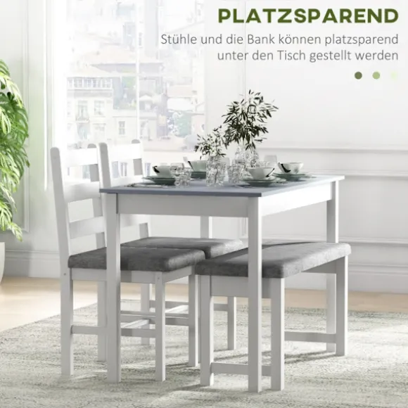 Rootz 4-delt spisebordssæt - Spisestuemøbler - Pladsbesparende spisebordssæt - Komfortable siddepladser - Nem vedligeholdelse - 108 cm x 65 cm x 75 cm | Fyndiq