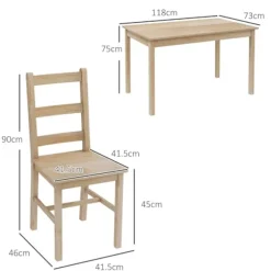 Rootz 5-delt spisebordssæt - Spisestuemøbler - Fyrretræ Spisestuesæt - Pladsbesparende design - Materialer af høj kvalitet - Gulvbeskyttelse - Bord: 1 | Fyndiq