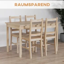 Rootz 5-delt spisebordssæt - Spisestuemøbler - Fyrretræ Spisestuesæt - Pladsbesparende design - Materialer af høj kvalitet - Gulvbeskyttelse - Bord: 1 | Fyndiq