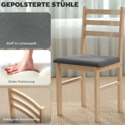 Rootz 3-delt spisebordssæt - Køkkenbord - Pladsbesparende bordsæt - MDF & Skum - 60 cm x 74,5 cm - Brun & Grå