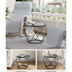 Rootz 2-delt sæt sideborde - Endeborde - Hærdet glasstål - Letvægts - Nem montering - Moderne design - 50 cm x 40 cm x 40 cm & 40 cm x 36 cm x 36 cm | Fyndiq