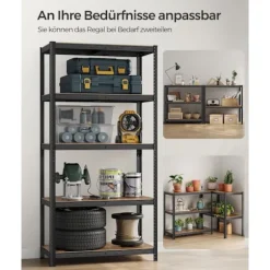 Rootz 2-delt sæt stående hylder - Høje hylder - Industriel opbevaring - Vintage brun-sort - 50 cm x 100 cm x 200 cm