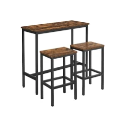 Rootz 3-delt vintage brun-sort barbordsæt - spånpladestål - pubbord - bordhøjdebord - køkkenbord - 100cm x 40cm x 90cm