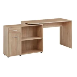 Rootz design hjørneskrivebord med hylde Sonoma 120 x 75,5 x 106,5 cm - Moderne kontorbord Computerbordstudie - Vinkelskrivebord hjemmekontor