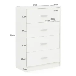 Rootz Design Skænk Hvid Højglans 60x90x30 cm Skænk Træ Moderne - Smal skuffe kommode Spisestue - Lille universalskab entre Linned kommode soveværelse | Fyndiq