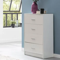 Rootz Design Skænk Hvid Højglans 60x90x30 cm Skænk Træ Moderne - Smal skuffe kommode Spisestue - Lille universalskab entre Linned kommode soveværelse | Fyndiq