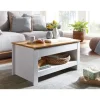 Rootz design sofabord 85 X 47 X 45 cm hvid - eg - Stuebord med opbevaringsplads - Sofabord med opbevaringsrum Moderne - Firkantet sofabord