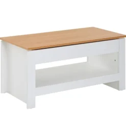 Rootz design sofabord 85 X 47 X 45 cm hvid - eg - Stuebord med opbevaringsplads - Sofabord med opbevaringsrum Moderne - Firkantet sofabord