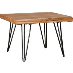 Rootz Design sofabord massivt træbord med trækant 56x38x51 cm - Sheesham træbord med metalben - Stuebord i rustik landstil