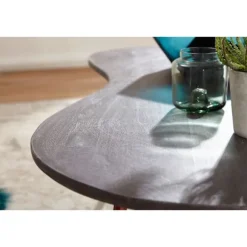 Rootz Design sofabord 122x34,5x63 cm Akacie med metalben kobber - Nyrebord Massivt træ Grå - Træbordben Metal - Cool massivt træbord - Bord Flad Moder | Fyndiq