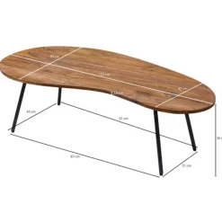 Rootz Design sofabord 122x36x63 cm Sheesham med metalben Sort - Nyrebord Massivt træ Grå - Træbordben Metal - Cool massivt træbord - Bord Flad Moderne | Fyndiq